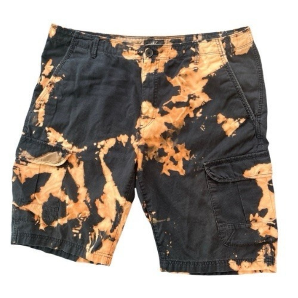 Vtg Y2K Calvin Klein Custom Acid Wash Black Cargo Shorts 36 Grunge Streetwear